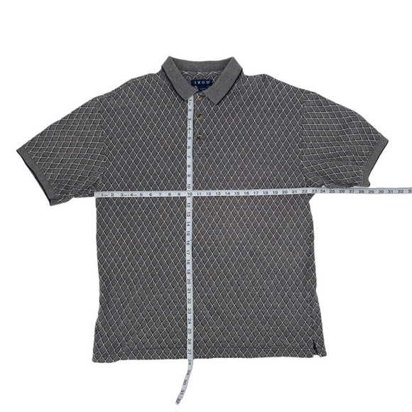 Izod Blue White Diamond Collared Short Sleeve Polo Shirt Size XL Men's - Picture 4 of 4